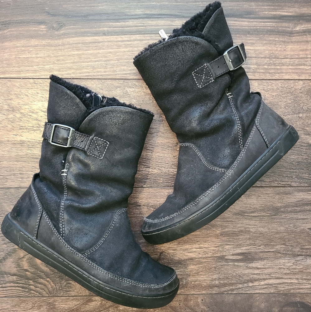 Birkenstock Black Ankle Booties with Buckle Detail